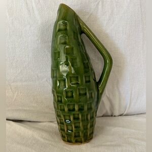 Antique/MCM basketweave pottery jug, vase, pitcher.